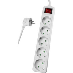 POWERTECH πολύπριζο PT-876, 5x schuko, 16A, 3m, λευκό