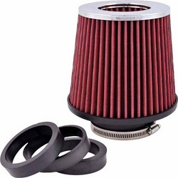 Φιλτροχοάνη Αυτοκινήτου Διπλής Ροής Universal 160x155mm Φ77mm Με 3 Αντάπτορες Φ60/63/70mm Κόκκινη
