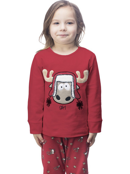 Galaxy X-Mas Rudolph Παιδική Πιτζάμα Βαμβακερή Χειμωνιάτικη Μπορντό 111-22