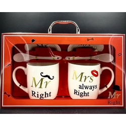 ΣΕΤ ΜΕ 2 ΚΟΥΠΕΣ MR AND MRS ALWAYS RIGHT ΣΕ ΒΑΛΙΤΣΑΚΙ- TA-64 HK-1333