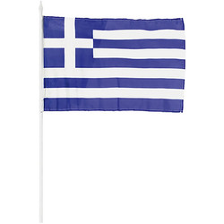 Ελληνικό Σημαιάκι Πάνινο Με Λαβή 32x45cm (Λαβή=60cm) (96-12)