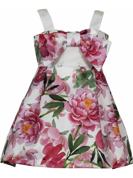 M&B Παιδικό Φόρεμα Floral Λευκό Ροζ 1727