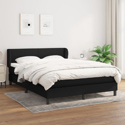 vidaXL Κρεβάτι Boxspring Υφασμάτινο με Στρώμα Μαύρο 140x200cm 3126087