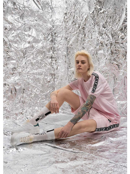 VINYL ΜΠΛΟΥΖΑ ΜΕ ΤΡΕΣΑ ΡΟΖ - T-SHIRT WITH LOGO TAPE - 35434-03 - PINK