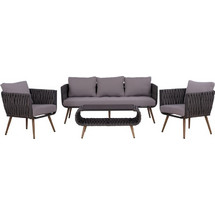 HomeMarkt Σετ Σαλόνι Κήπου Αλουμίνιο 4τμχ Γκρι HM5282.11