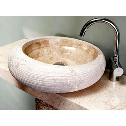Νιπτήρας Επιτραπέζιος Πέτρινος Bati Stoone Nadia Beige O40cm x 13cm