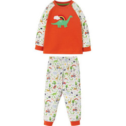 Frugi Bonfire Dino Παιδική Πιτζάμα Βαμβακερή Χειμωνιάτικη Πορτοκαλί PJS210BDF
