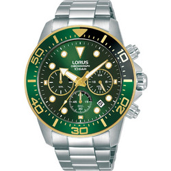 Lorus Chrono Ανδρικό Ρολόι Χρονογράφος με Ασημί Μεταλλικό Μπρασελέ RT340JX9