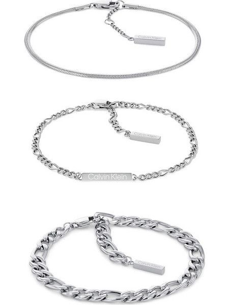 Calvin Klein Σετ Γυναικεία Βραχιόλια Αλυσίδες από Ατσάλι Ασημί 35700003 3τμχ