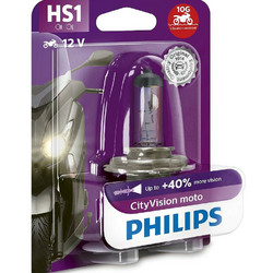 PHILIPS PHILIPS Λάμπα Μοτοσυκλέτας HS1 CITY VISION MOTO +40% 12V 35/35W, 12636CTVBW - 1τμχ 12636CTVBW