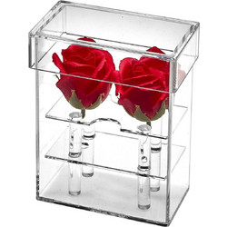 JΚ Home Decor - Κουτί Ακρυλικό με Βάση - 2 Λουλούδια 12x7x15.5cm