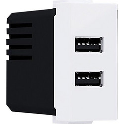 Acaelec Modys Πρίζα Τροφοδοσίας 2xUSB 1 Στοιχείου 1P IP20 230V 50Hz 0.3A 5V DC 2.4A Λευκό (10101412821)