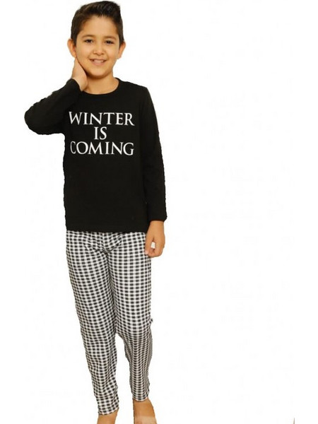 Happy Touch I Winter Is Coming Παιδική Πιτζάμα Βαμβακερή Χειμωνιάτικη Μαύρη 20212560