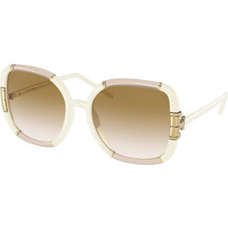 Tory Burch 9071U 189913 Γυναικεία Γυαλιά Ηλίου Τετράγωνα Κοκάλινα Μεταλλικά Λευκά με Καφέ Polarized Φακό