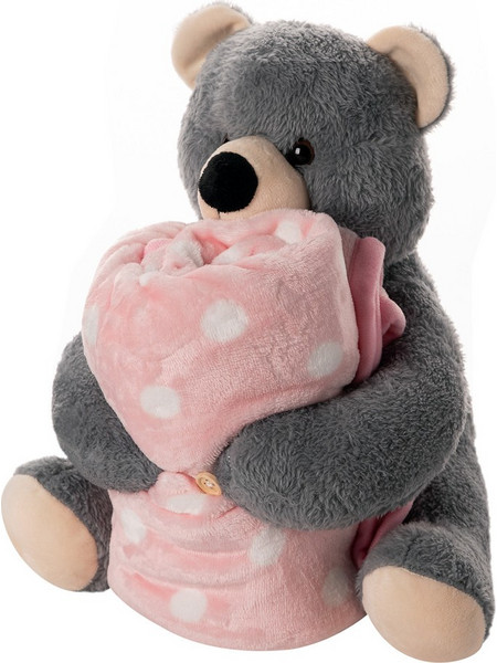 Silk Fashion Bear Κουβέρτα Αγκαλιάς Βελουτέ με Λούτρινο 80x120 Ροζ