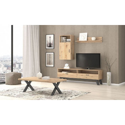 ΣΥΝΘΕΤΟ ECONOMY 3ΤΜΧ ΣΕ ΜΕΛΙ ΧΡΩΜΑ ΕΠΙΠΛΟ TV 150X45X52ΕΚ. ΚΟΥΤΙ ΚΑΘΕΤΟ ΚΡΕΜΑΣΤΟ 45X30X93ΕΚ. ΡΑΦΙ ΤΟΙΧΟΥ 90X12X20ΕΚ