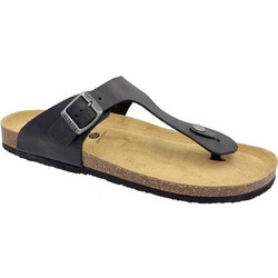 Plakton Δερμάτινες Ανδρικές Σαγιονάρες Ανατομικές Μαύρες 175081