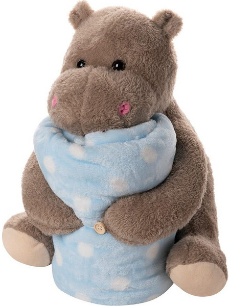 Silk Fashion Hippo Κουβέρτα Αγκαλιάς Βελουτέ με Λούτρινο 80x120 Γαλάζια