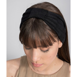 AGGEL W LUREX RIBBED KNITTED HEADBAND - SS28140K-7 BLACK