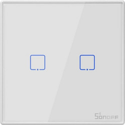 Smart διακόπτης αφής Sonoff (TXT2EU2C-RF) 433MHz, διπλός, Λευκός TXT2EU2C-RF