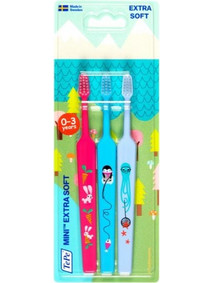Tepe Mini Extra Soft 0-3 Παιδικές Οδοντόβουρτσες 3τμχ Κοραλί Γαλάζια Μωβ