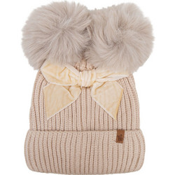 Baby Dutch Σκουφάκι με Pom Pom Beige με Φιόγκο