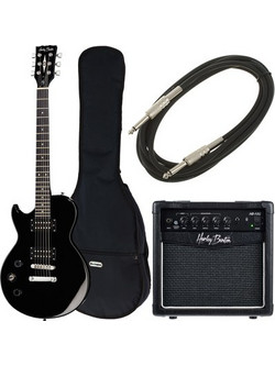 Harley Benton SC-200LH BK Student Series Left Handed Bundle Ηλεκτρική Κιθάρα Single Cut με HH Μαγνήτες και Ταστιέρα Maple