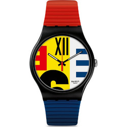 Swatch Revival Ανδρικό Ρολόι με Πολύχρωμο Καουτσούκ Λουράκι SUOB171