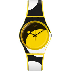Swatch D-Form Γυναικείο Ρολόι με Λευκό Μαύρο Καουτσούκ Λουράκι GJ139