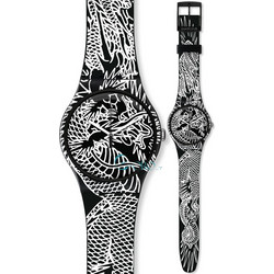Swatch Ανδρικό Ρολόι με Μαύρο Καουτσούκ Λουράκι SUOZ150