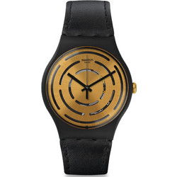 Swatch Seeing Circles Ανδρικό Ρολόι με Μαύρο Δερμάτινο Λουράκι SUOB126