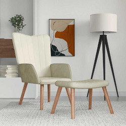 vidaXL Πολυθρόνα Relax με Υποπόδιο Βελούδινη Λευκή 327675