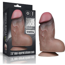 Lovetoy Dual Layered Silicone Nature Cock Ρεαλιστικό Dildo με Βεντούζα & Όρχεις 18.2cm Flesh