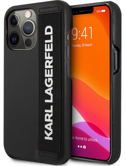 Karl Lagerfeld Elastic Strap Hard Case Black (iPhone 13 Pro)
