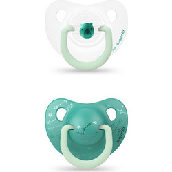 Suavinex Night Bear Ορθοδοντικές Πιπίλες Σιλικόνης Νυκτός 0-6m Πράσινο 2τμχ