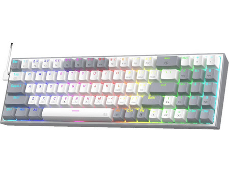 Redragon K628 Pollus Μηχανικό Gaming Πληκτρολόγιο με Custom Red Διακόπτες RGB White Grey