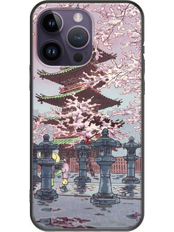 Θήκη Ukiyo-e - Cherry Blossom iPhone 15 Pro Black TPU (Μαύρη Σιλικόνη)