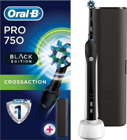 Ηλεκτρική Οδοντόβουρτσα Oral-B Pro 750 3D Cross Action Special Edition Black Ηλεκτρική Οδοντόβουρτσα με Χρονομετρητή Αισθητήρα Πίεσης & Θήκη Ταξιδίου