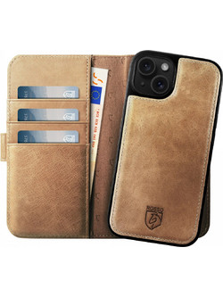Rosso Elite - MagSafe Δερμάτινη Θήκη / Πορτοφόλι - Apple iPhone 15 Plus - Light Brown (8719246419997)