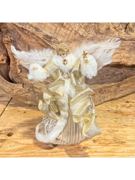 Χριστουγεννιάτικη Κορυφή Χρυσός Άγγελος Με Φτερά