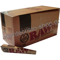 Κουτί με 32 Raw Cone Classic 1 και 1 τέταρτο μεσαίο ακατέργαστο unrefined 6 κώνοι