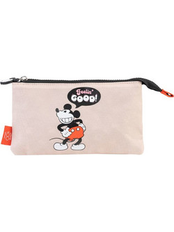 Grupo Erik Disney Mickey 100 Years Κασετίνα με 3 Θήκες Μπεζ MARE0213