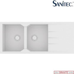 Sanitec Ultra Granite 800 Επικαθήμενος Νεροχύτης Γρανίτη Αντιστρεφόμενος Ματ Bianco 116x50cm