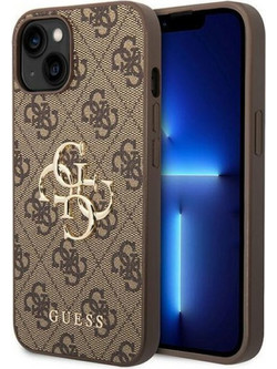 Guess Metal Logo Back Cover Πλαστικό Καφέ (iPhone 15)