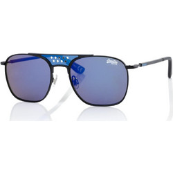 Superdry Trophy 014 Γυναικεία Γυαλιά Ηλίου Τετράγωνα Μεταλλικά Μαύρα με Μπλε Φακό