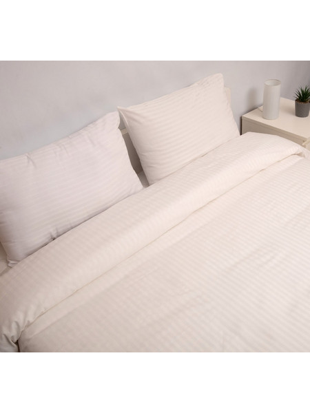 Ζεύγος Μαξιλαροθήκες 50x70 Polycotton Σατέν ριγέ 850 Εκρού - Viopros
