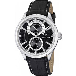 Festina Ανδρικό Ρολόι Χρονογράφος με Μαύρο Δερμάτινο Λουράκι F16573/3