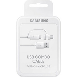 Samsung Regular USB A to micro USB / Type-C Cable Λευκό 1.5m