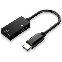 USB Type C Male To Jack 3.5 & Type C Female Adapter Black CAB-UC053