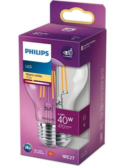 Philips E27 LED Warm White Filament Pear Bulb 4.3W LPH02334